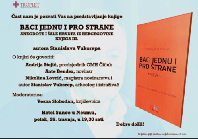 Promocija knjige “Baci jednu i pro strane” Stanislava Vukorepa u Neumu